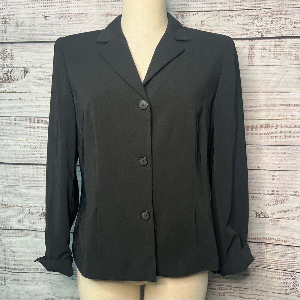 Norton McNaughton 10 Petites Black 3 Button Blazer Jacket Business Casual
